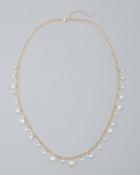 White House Black Market Women's Glass Pearl Long Station Necklace