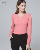 White House Black Market Petite Charm-detail V-neck Blouse