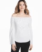 White House Black Market Women's Off-the-shoulder Embroidered Blouse