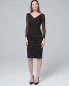 White House Black Market Women's Instantly Slimming Ruched Black Sheath Dress