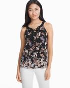 White House Black Market Women's Lace Up Floral Shell