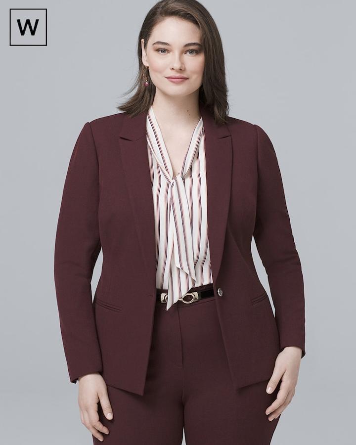 White House Black Market Women's Plus Luxe Suiting Longline Jacket