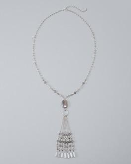 White House Black Market Howlite, Amethyst & Agate Tassel Necklace