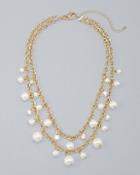 White House Black Market Two-row Faux Pearl Station Necklace