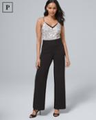 White House Black Market Women's Petite Embroidered-bodice Strappy Jumpsuit