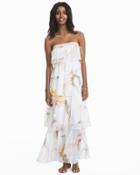 White House Black Market Women's Strapless Floral Tiered Maxi Dress