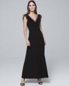 White House Black Market Women's Adrianna Papell Feather-trim Black Gown