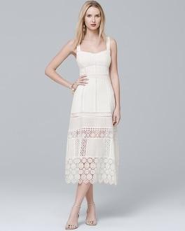 White House Black Market Nanette Lepore White Lace Midi Dress