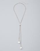 White House Black Market Women's Y-necklace With Glass Pearls