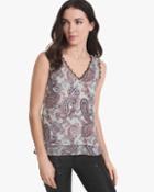 White House Black Market Women's Printed Tiered Shell