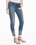 White House Black Market Women's Embellished Hem Skinny Crop Jeans