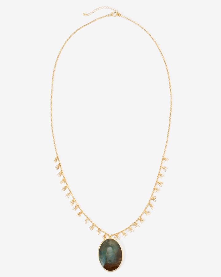 White House Black Market Women's Green Stone Pendant Necklace