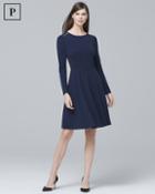 White House Black Market Petite Long-sleeve Knit A-line Dress