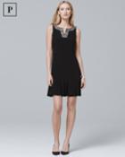 White House Black Market Women's Petite Embellished Pleat-hem Dress