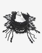 White House Black Market Women's Black Lace Velvet Beaded Choker Necklace
