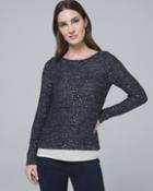 White House Black Market Women's Shimmer-knit Twofer Sweater