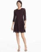 White House Black Market Vince Camuto 3/4-sleeve Lace Fit-and-flare Dress