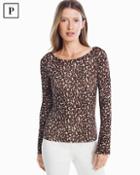 White House Black Market Petite Crew Neck Leopard Pullover Sweater