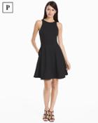 White House Black Market Women's Petite Sleeveless Black Ponte Fit-and-flare Dress