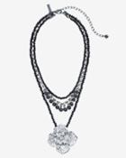White House Black Market Women's Flower Stone Multi-row Necklace