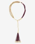 White House Black Market Leather Tassel Y-necklace