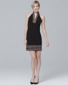 White House Black Market Sleeveless Embellished-knit Shift Dress