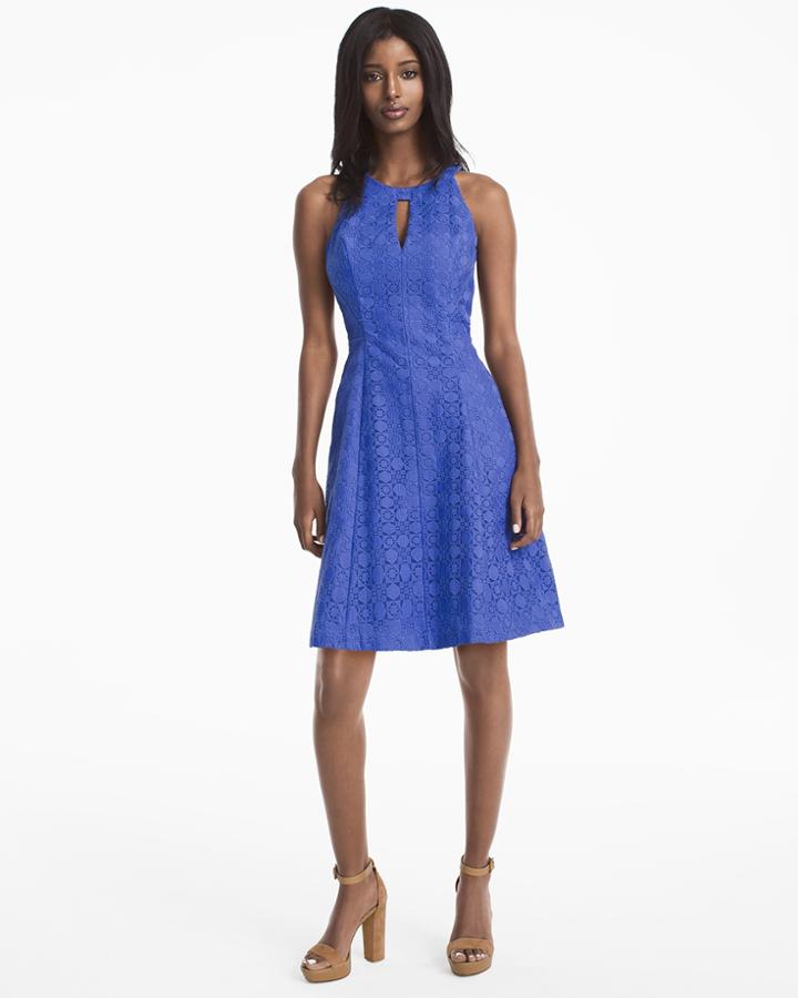 White House Black Market Women's Lace Halter A-line Dress