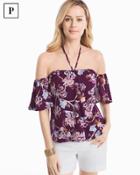 White House Black Market Women's Petite Off-the-shoulder Floral Printed Top