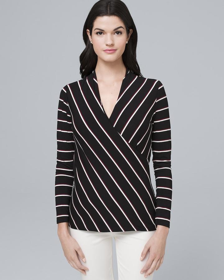 White House Black Market Women's Stripe Surplice Top