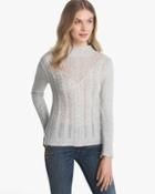 White House Black Market Cable-knit Sweater With Faux Pearls