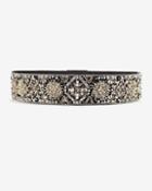 White House Black Market Women's Metallic Beaded Stretch Belt