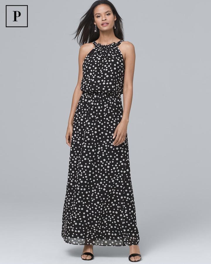 White House Black Market Women's Petite Halter Soft Dot Maxi Dress