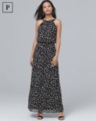 White House Black Market Women's Petite Halter Soft Dot Maxi Dress