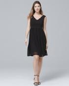 White House Black Market Adrianna Papell Scalloped-neck Black Fit-and-flare Dress