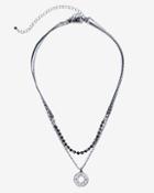 White House Black Market Silvertone Leather Star Cutout Pendant Necklace