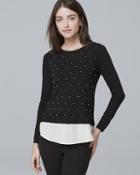 White House Black Market Faux Pearl-front Twofer Sweater