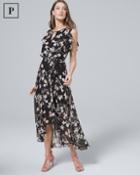 White House Black Market Women's Petite Flutter-sleeve Chiffon Floral High-low Maxi Dress