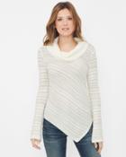 White House Black Market Women's Asymmetric-hem Striped Sweater