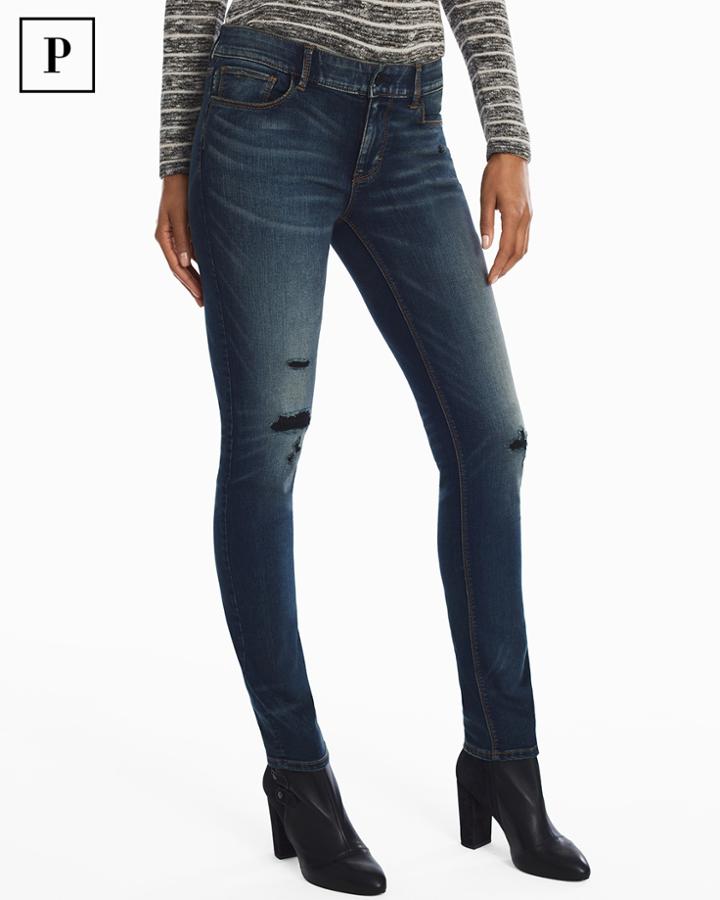White House Black Market Women's Petite Distressed Slim Jeans