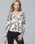 White House Black Market Women's Floral Print Blouse