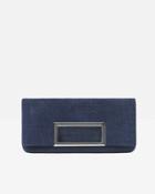 White House Black Market Women's Chambray Suede Foldover Clutch