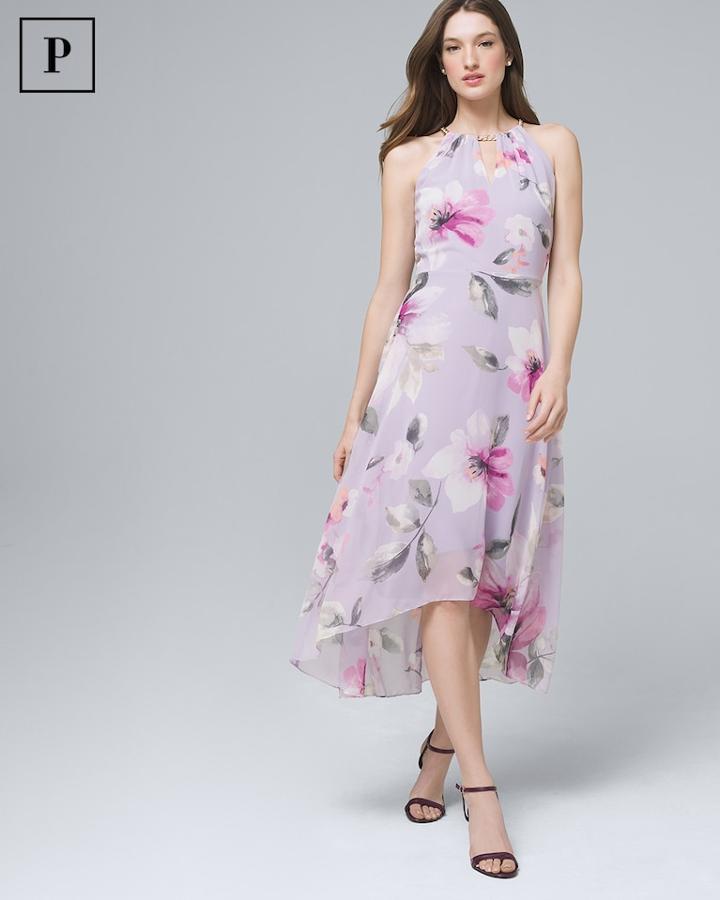 White House Black Market Women's Petite Floral Soft Halter Dress