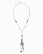 White House Black Market Women's Hematite Pearl Crystal Net Pendant Necklace