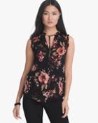 White House Black Market Women's Floral Print Shell Top