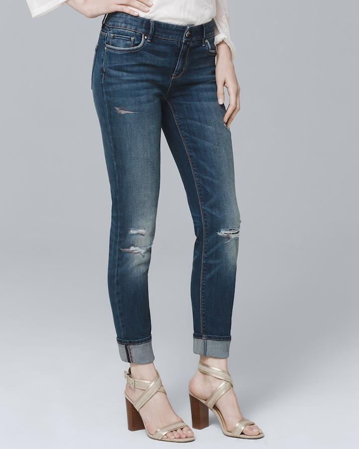 White House Black Market Women's Destructed Skinny Jeans