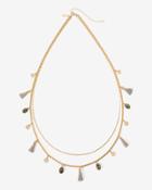 White House Black Market Women's Leather Tassel Double Strand Necklace