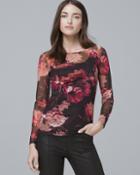 White House Black Market Women's Floral-print Mesh Top