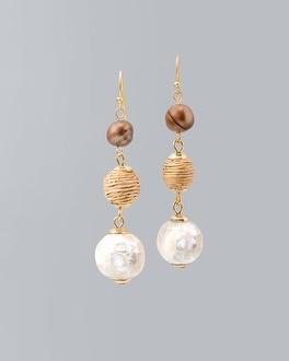 White House Black Market Freshwater Pearl & Mother-of-pearl Linear Earrings