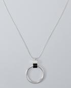 White House Black Market Circle Pendant & Leather Necklace