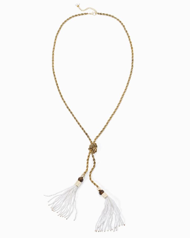 White House Black Market Women's Rope Chain Pearl Tassel Necklace